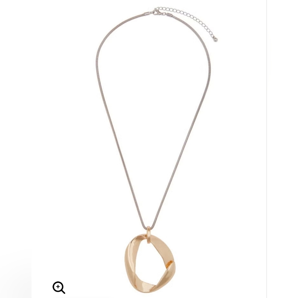 Eloquii Abstract Loop Pendant Necklace (gold + silver)